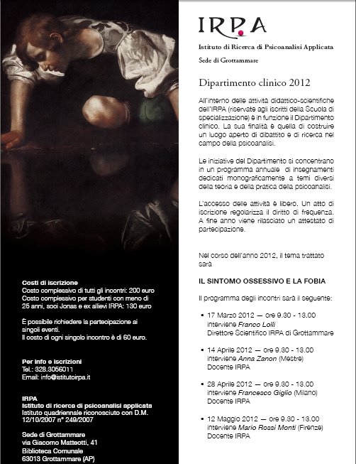 locandina IL SINTOMO OSSESSIVO E LA FOBIA