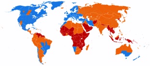 paesi che adottano l'ora legale in blu